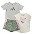 Conjunto Infantil Menina Adidas 3 Peças Camisetas e Shorts Verde - Imagem 1
