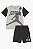 Conjunto Infantil Menino Air Jordan Camiseta Cinza + Bermuda Preta Dry Fit - Imagem 1