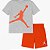 Conjunto Infantil Menino Air Jordan Camiseta Cinza + Bermuda Laranja - Imagem 1