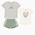 Conjunto Infantil Menina Adidas 3 Peças Camisetas + Shorts Dry Fit Verde - Imagem 1