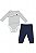 Conjunto Infantil Menino GAP Body Canelado Listras + Calça Azul Marinho - Imagem 1