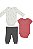 Conjunto Infantil Menino Calvin Klein 3 Peças Body Cinza + Bordô + Calça - Imagem 1