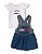 Jardineira Jeans Infantil Menina Tommy Hilfiger + Camiseta Branca - Imagem 1