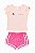 Conjunto Infantil Menina Champion 2 Peças Camiseta Rosa + Shorts Pink - Imagem 1