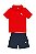 Conjunto Infantil Menino Puma Polo Vermelha + Bermuda Azul Dry Fit - Imagem 1