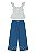Conjunto Infantil Menina Tahari Bata Floral Azul + Calça Flare Bordada - Imagem 1