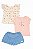 Conjunto Infantil Menina Calvin Klein 3 Peças Camiseta Floral + Rosa + Shorts - Imagem 1