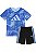 Conjunto Infantil Menino Adidas Camiseta Azul e Bermuda Preta - Imagem 1