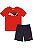 Conjunto 2 Peças Menino Puma Camiseta Vermelha Bermuda Azul Marinho - Imagem 1