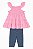 Conjunto Infantil Menina 2 Peças Calvin Klein Bata Rosa Calça Jeans Fake - Imagem 1