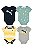 Roupa Infantil Menino Puma Kit 4 Bodys Manga Curta Verde e Amarelo - Imagem 1