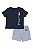 Conjunto Infantil Menino Náutica Camiseta Azul Marinho e Bermuda - Imagem 1