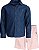 Conjunto 2 Peças Menino DKNY Camisa Jeans Fake Com Bermuda Rosa - Imagem 1