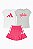 Conjunto 3 Peças Menina Adidas 2 Camisetas Com Saia Rosa - Imagem 1