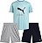 Conjunto 3 Peças Menino Puma Camiseta Verde e 2 Bermudas Dry Fit - Imagem 1