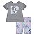 Conjunto Infantil Menina Hurley 2 Peças Camiseta Cinza Shorts Floral - Imagem 1