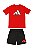 Conjunto Infantil Menino Adidas 2 Peças Camiseta Vermelha Bermuda Preta - Imagem 1