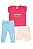 Conjunto Menina Champion 3 Pçs Camiseta Pink Legging Rosa e Azul - Imagem 1