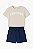 Conjunto Menino Carters Camiseta Bege Califórnia Bermuda Azul Marinho - Imagem 1