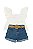 Conjunto Menina Haute Hippie 2 Peças Bata Branca e Shorts Jeans - Imagem 1
