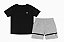Conjunto Infantil Menino 2 Pçs RBX Camiseta Preta Bermuda Cinza - Imagem 1