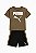 Conjunto Infantil Menino Puma Camiseta Marrom Bermuda Preta - Imagem 1