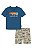 Conjunto Infantil Menino QuikSilver 2 Peças Camiseta Azul Bermuda Coqueiro - Imagem 1
