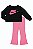 Conjunto Infantil Menina Nike Camiseta Preta Legging Rosa - Imagem 1