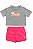 Conjunto Infantil Menina Puma 2 Peças Camiseta Cinza Shorts Pink - Imagem 1