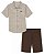 Conjunto Infantil Menino Calvin Klein 2 Peças Camisa Xadrez Bege - Imagem 1