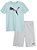 Conjunto Infantil Menino Puma 2 Peças Camiseta Verde Bermuda Cinza - Imagem 1