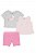 Conjunto Infantil Menina Puma 3 Peças Camiseta Cinza Shorts Pink e Regata - Imagem 1