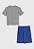 Conj Infantil Menino Adidas 2 Peças Camiseta Cinza Bermuda Azul - Imagem 3
