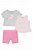 CONJUNTO INFANTIL MENINA PUMA 3 PEÇAS CAMISETA CINZA SHORTS PINK E REGATA - Imagem 1