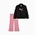 CONJUNTO INFANTIL MENINA PUMA 2 PEÇAS JAQUETA PRETA LEGGING ROSA DRY FIT - Imagem 1