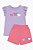 CONJUNTO MENINA 2 PEÇAS PEKKLE CAMISETA BORBOLETA COM SHORTS ROSA - Imagem 1