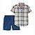CONJUNTO INFANTIL MENINO CARTERS 2 PEÇAS CAMISA XADREZ BERMUDA AZUL - Imagem 1