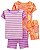PIJAMA INFANTIL MENINA 4 PEÇAS LARANJA SORVETE E LILÁS LISTRAS - Imagem 1