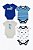 KIT 4 BODYS PUMA MANGA CURTA AZUL E BRANCO LISTRAS - Imagem 1