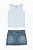 CONJUNTO MENINA 2 PEÇAS OSHKOSH REGATA AZUL E SAIA JEANS - Imagem 1