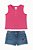 CONJUNTO MENINA OSHKOSH REGATA BORDÔ COM SHORTS JEANS BORDADO - Imagem 1