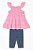 CONJUNTO INFANTIL MENINA 2 PEÇAS CALVIN KLEIN BATA ROSA CALÇA JEANS FAKE - Imagem 1