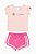 CONJUNTO INFANTIL MENINA CHAMPION 2 PEÇAS CAMISETA ROSA + SHORTS PINK - Imagem 1