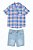 CONJUNTO INFANTIL MENINO KOALA KIDS CAMISA XADREZ AZUL + BERMUDA JEANS - Imagem 1