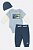 CONJUNTO INFANTIL QUIKSILVER 3 PEÇAS MENINO BODY AZUL E TOUCA - Imagem 1