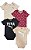 ROUPA INFANTIL MENINO PUMA KIT 4 BODYS MANGA CURTA BORDÔ E BEGE - Imagem 1