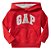 BLUSA MOLETOM INFANTIL GAP VERMELHA LOGO CINZA COM GORRO - Imagem 1
