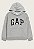 BLUSA MOLETOM INFANTIL GAP CINZA LOGO AZUL MARINHO COM CAPUZ - Imagem 1