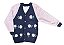 CARDIGAN INFANTIL MENINA LITTLE ? AZUL MARINHO E ROSA ELEGANTE - Imagem 1