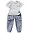 CONJUNTO INFANTIL MENINO VOLCOM CAMISETA CINZA ? 2 PEÇAS - Imagem 1